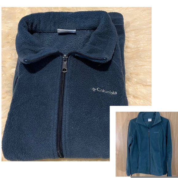 Columbia Fleece Dark Turquoise Full Zip Jacket - Picture 1 of 5